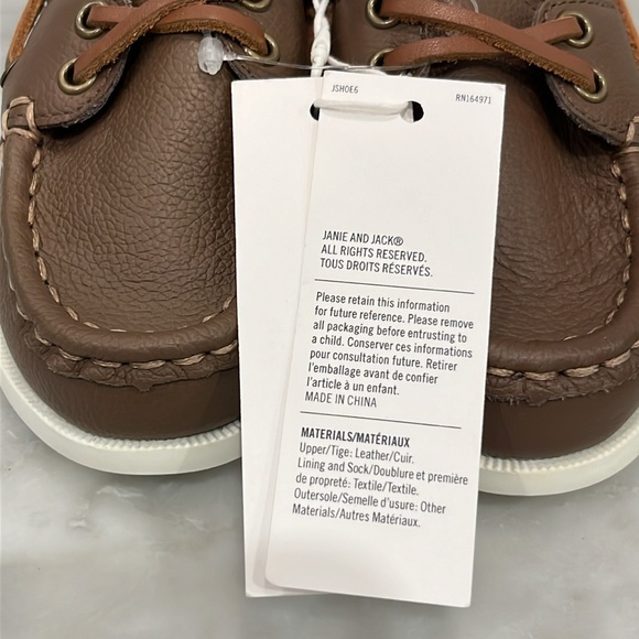 ❌SOLD❌ NWT Janie and Jack Baby Boy Brown Leather Boat Shoes - Size 7 - Picture 11 of 14
